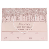 Birthday roos gouden zwarte glitter-monogram initi groot cadeauzakje (Voorkant)