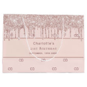Birthday roos gouden zwarte glitter-monogram initi groot cadeauzakje (Achterkant)