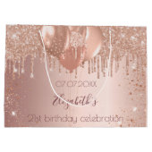 Birthday roos gouden zwarte glitterballonnen groot cadeauzakje (Achterkant)