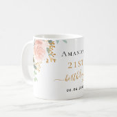 Birthday roos goudfloralen eucalyptusnaam koffiemok (Voorkant links)