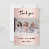 Birthday roos goudfoto eenvoudig elegant bedankkaart (Voorkant)