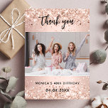 Birthday roos goudfoto glitter bedankkaart<br><div class="desc">Een verjaardag Dank u fotokaart. Een gouden achtergrond van roos,  versierd met faux glitter,  sparkles. Pas uw foto aan en voeg deze toe en dank u voor uw opmerking.</div>