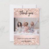 Birthday roos goudfoto glitter bedankkaart (Voorkant)