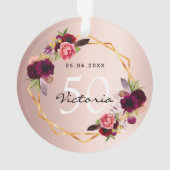 Birthday roos goudgeometrische bogungefloraals chi ornament (achterkant)