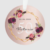 Birthday roos goudgeometrische bogungefloraals chi ornament (voorkant)