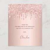 Birthday roos goudglitter drip bedankt budget flyer (Achterkant)