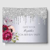 Birthday roos goudglitter floral gastenboek (Voorkant)