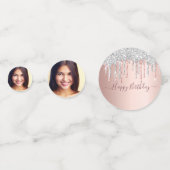Birthday roos goudglitter foto zilver confetti (Achterkanten)