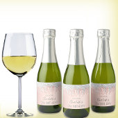 Birthday roos goudglitter roze spargel zilver sparkling wijnetiket