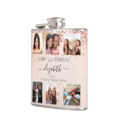 Birthday roos goudkleurige foto's collage vrienden heupfles (Links)