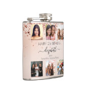 Birthday roos goudkleurige foto's collage vrienden heupfles (Rechts)