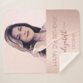 Birthday roos goudnaam foto sherpa deken (Voorkant (horizontaal))