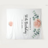 Birthday roos goudroze florale eucalyptus wit wandkleed (Voorkant (horizontaal))