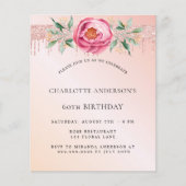 Birthday roos goudroze floralen (Voorkant)