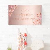 Birthday roos goudroze floralen spandoek (Insitu)