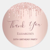 Birthday roos goudroze glitter Dank je wel Ronde Sticker (Voorkant)