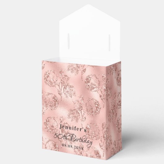 Birthday roos goudroze glitter dank u bedankdoosjes (Geopend)