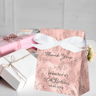 Birthday roos goudroze glitter dank u bedankdoosjes
