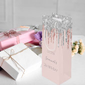Birthday roos goudroze glitter zilver wijn cadeautas