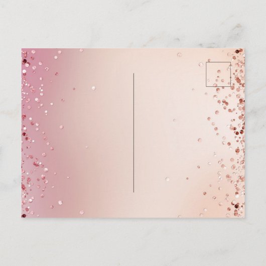 Birthday roos goudroze glitterballonnen uitnodiging briefkaart (Achterkant)