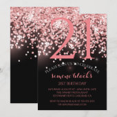 Birthday roos goudroze glitterglazuur 21st kaart (Voorkant / Achterkant)