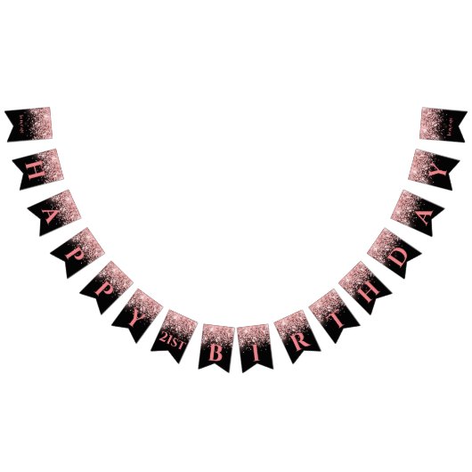 Birthday roos goudroze glitterglazuur 21st vlaggetjes (Alle)