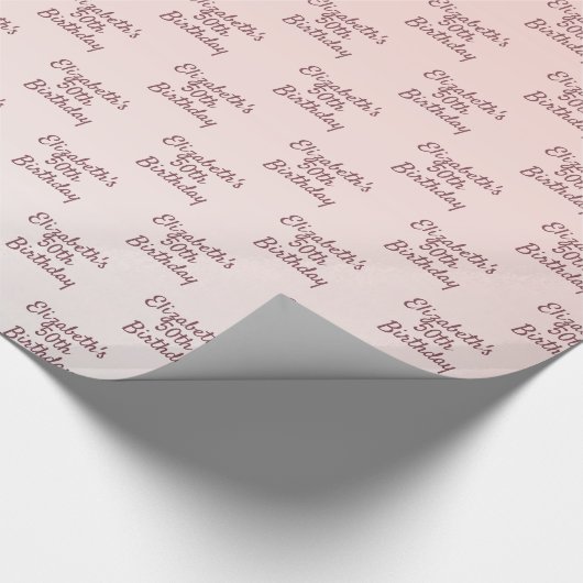 Birthday roos goudroze gradiëntnaam cadeaupapier (Hoek)