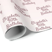 Birthday roos goudroze gradiëntnaam cadeaupapier (Rol Hoek)