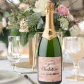 Birthday roos goudroze monogram op jaarbasis sparkling wijnetiket