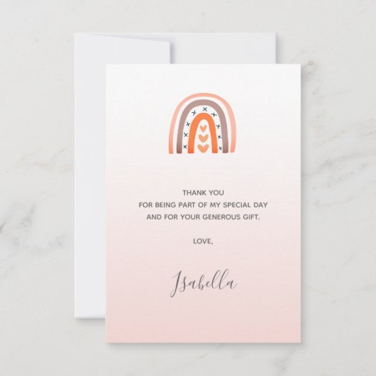 Birthday roos goudroze regenboog grijs sinaasappel bedankkaart (Achterkant)