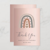 Birthday roos goudroze regenbooggrijs bedankkaart (Voorkant / Achterkant)