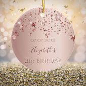 Birthday roos goudroze sterren van vrienden keramisch ornament