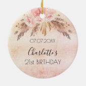 Birthday roos goudsbloesem keramisch ornament (Achterkant)