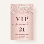 Birthday roos goudzige blesstof vip uitnodiging badge (Voorkant)