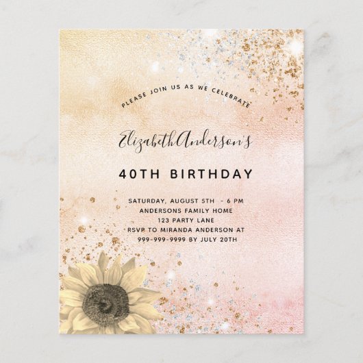 Birthday roos goudzonnebloem (Voorkant)