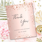 Birthday rose gold glitter thank you card