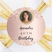 Birthday rose gold photo diamonds ronde sticker