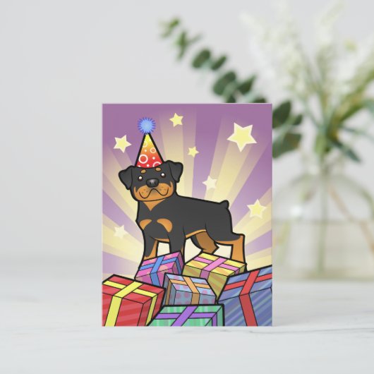 Birthday Rottweiler Briefkaart (Staand voorkant)