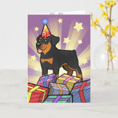 Birthday Rottweiler Kaart (Gele Bloem)