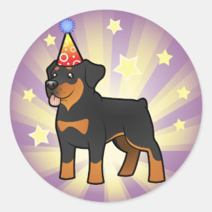 Birthday Rottweiler Ronde Sticker