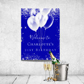 Birthday roya blue zilveren glitterballonnen welko poster