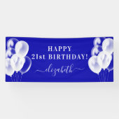 Birthday royal blue ballons name script spandoek (Horizontaal)