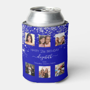 Birthday royal blue custom foto collage vrienden blikjeskoeler