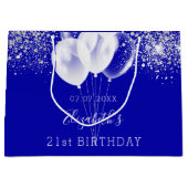 Birthday royal blue glitter ballonnen groot cadeauzakje (Voorkant)