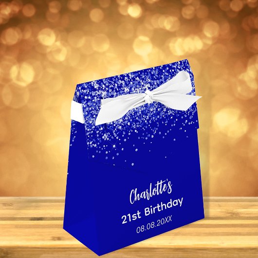 Birthday royal blue glitter name Bedankt Bedankdoosjes