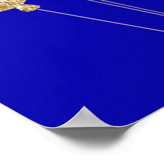 Birthday royal blue gold ballons name script poster (Hoek)