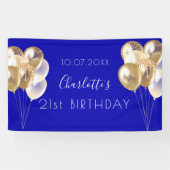 Birthday royal blue gold balloons party spandoek (Horizontaal)
