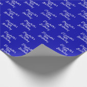 Birthday royal blue name script minimalist cadeaupapier (Hoek)