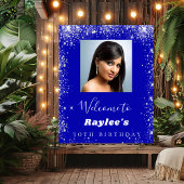 Birthday royal blue Silglitter foto welkom Poster