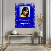 Birthday royal blue Silglitter foto welkom Poster